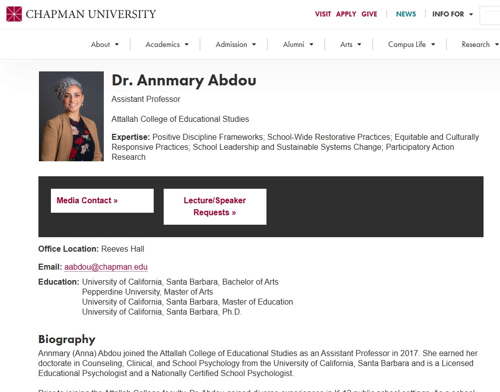 Published faculty page